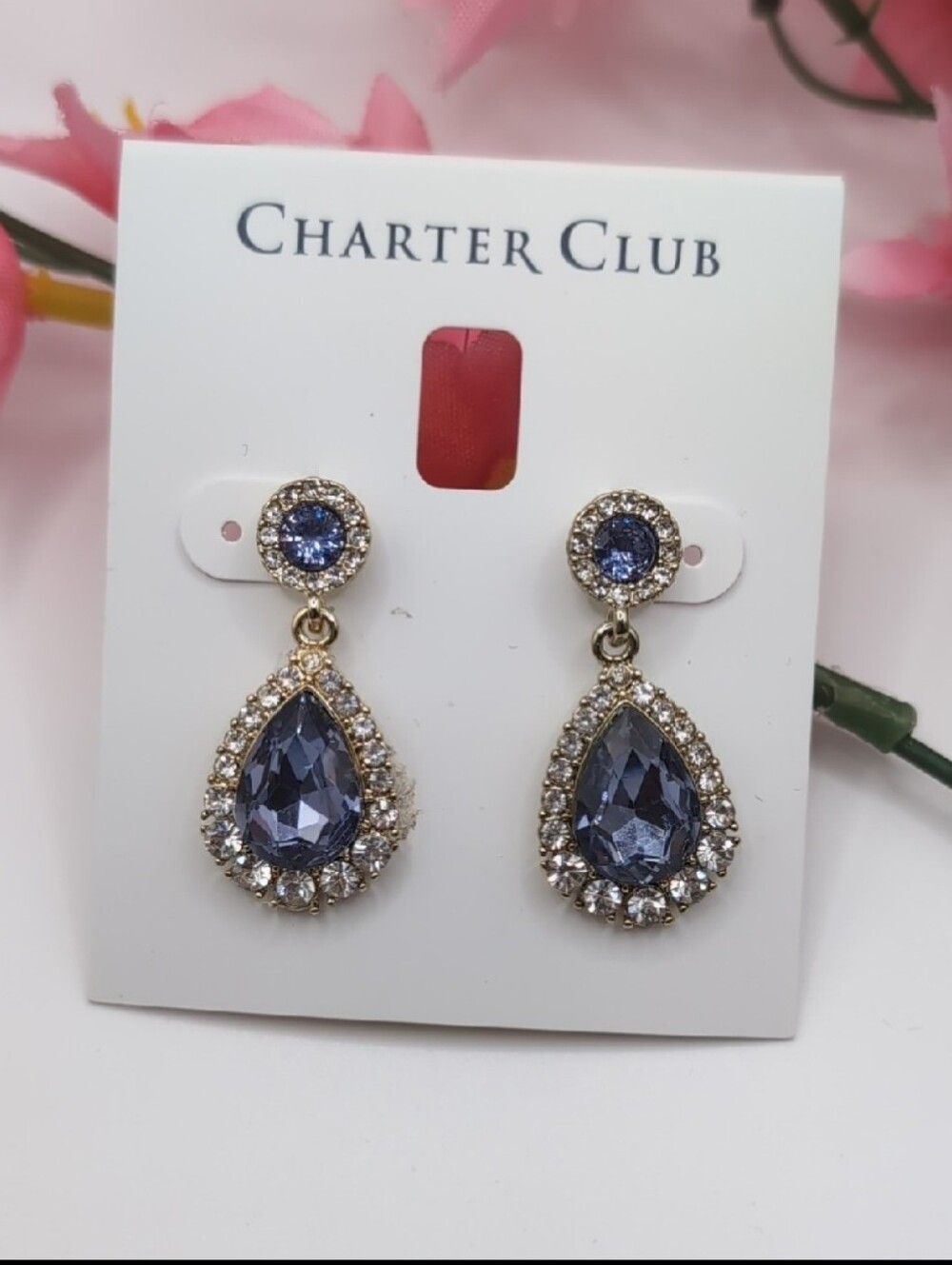 CHARTER CLUB Sparkly Blue Earrings NWT